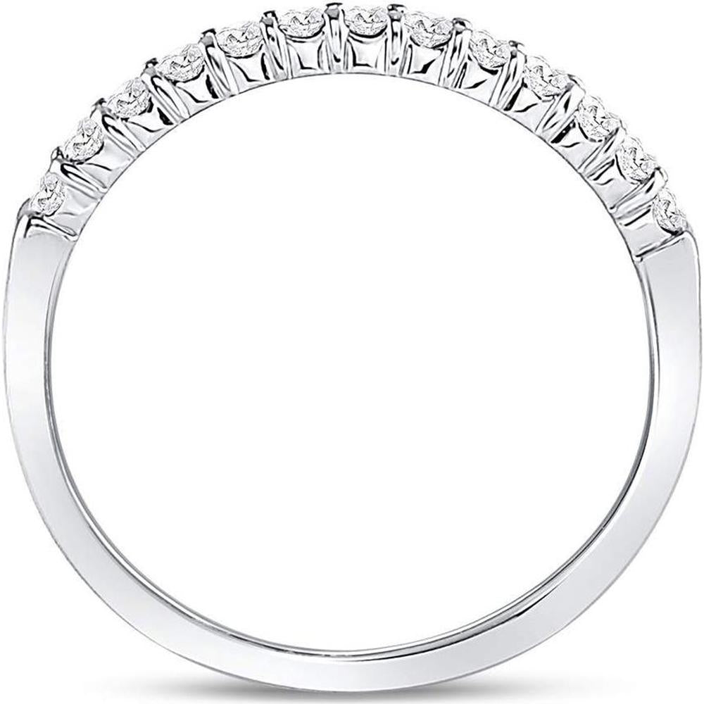 GND 14K White Gold Wedding Band with Pave-Set Round Diamonds - 1/4 Total Carat Weight