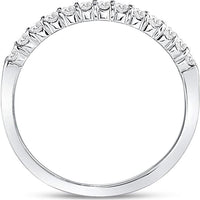 GND 14K White Gold Wedding Band with Pave-Set Round Diamonds - 1/4 Total Carat Weight
