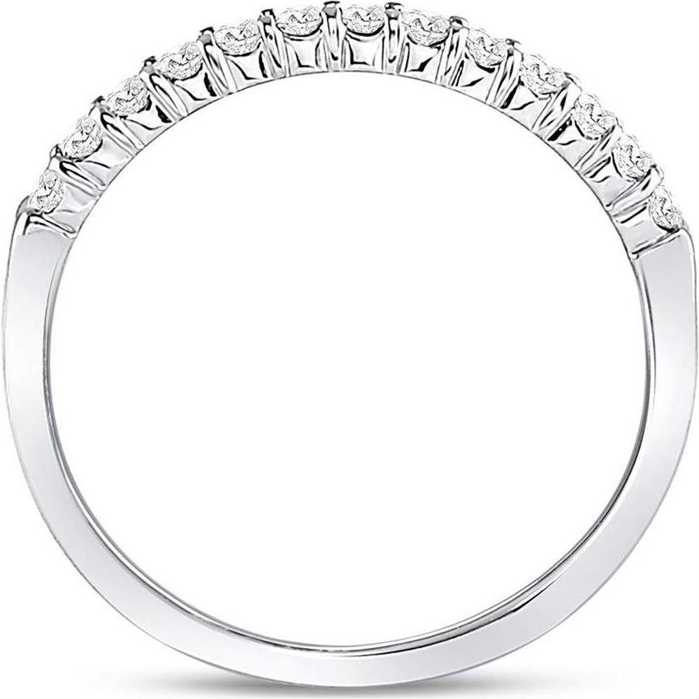 GND 14K White Gold Wedding Band with Pave-Set Round Diamonds - 1/4 Total Carat Weight