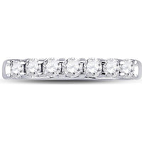 GND 14K White Gold Wedding Band with Prong-Set Round Diamonds - 0.50 Carat Total Diamond Weight