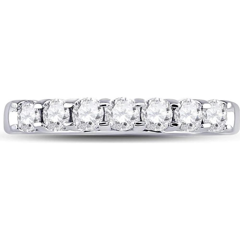 GND 14K White Gold Wedding Band with Prong-Set Round Diamonds - 0.50 Carat Total Diamond Weight