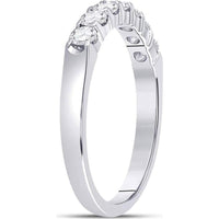 GND 14K White Gold Wedding Band with Prong-Set Round Diamonds - 0.50 Carat Total Diamond Weight
