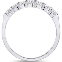 GND 14K White Gold Wedding Band with Prong-Set Round Diamonds - 0.50 Carat Total Diamond Weight