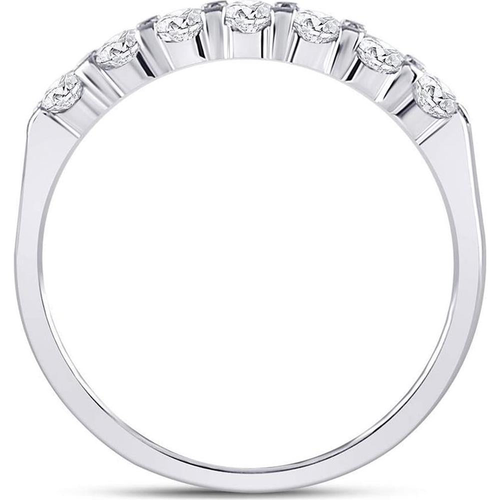 GND 14K White Gold Wedding Band with Prong-Set Round Diamonds - 0.50 Carat Total Diamond Weight