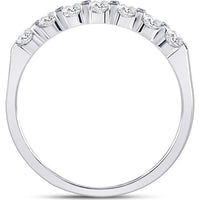 GND 14K White Gold Wedding Band with Prong-Set Round Diamonds - 0.50 Carat Total Diamond Weight