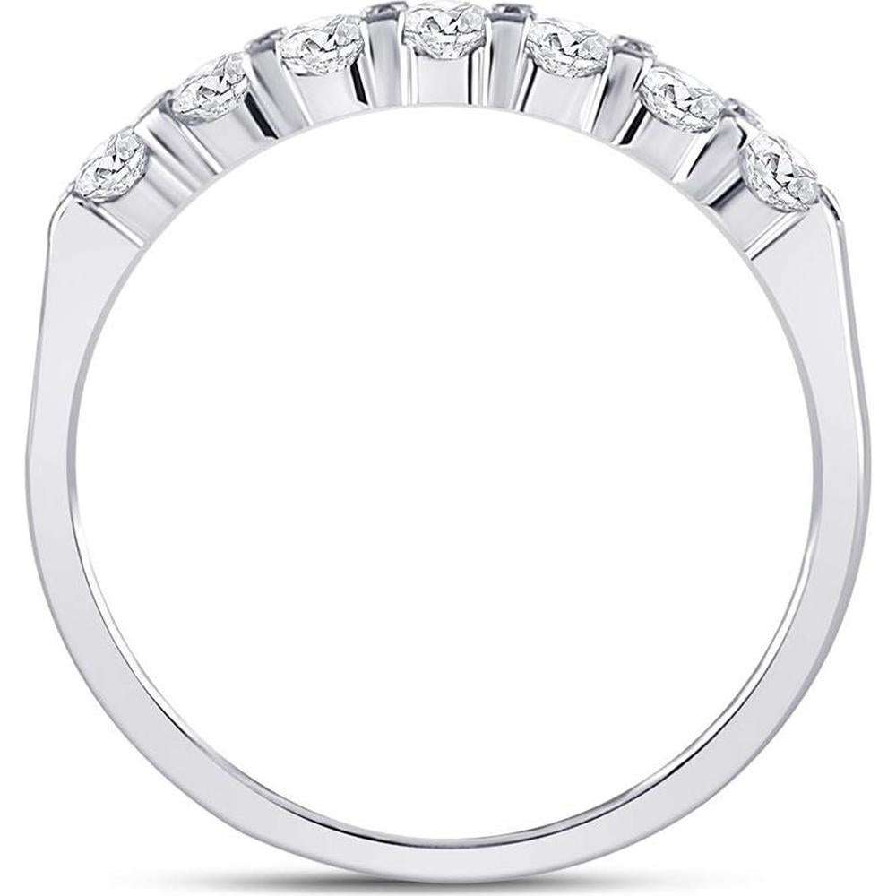 GND 14K White Gold Wedding Band with Prong-Set Round Diamonds - 0.50 Carat Total Diamond Weight