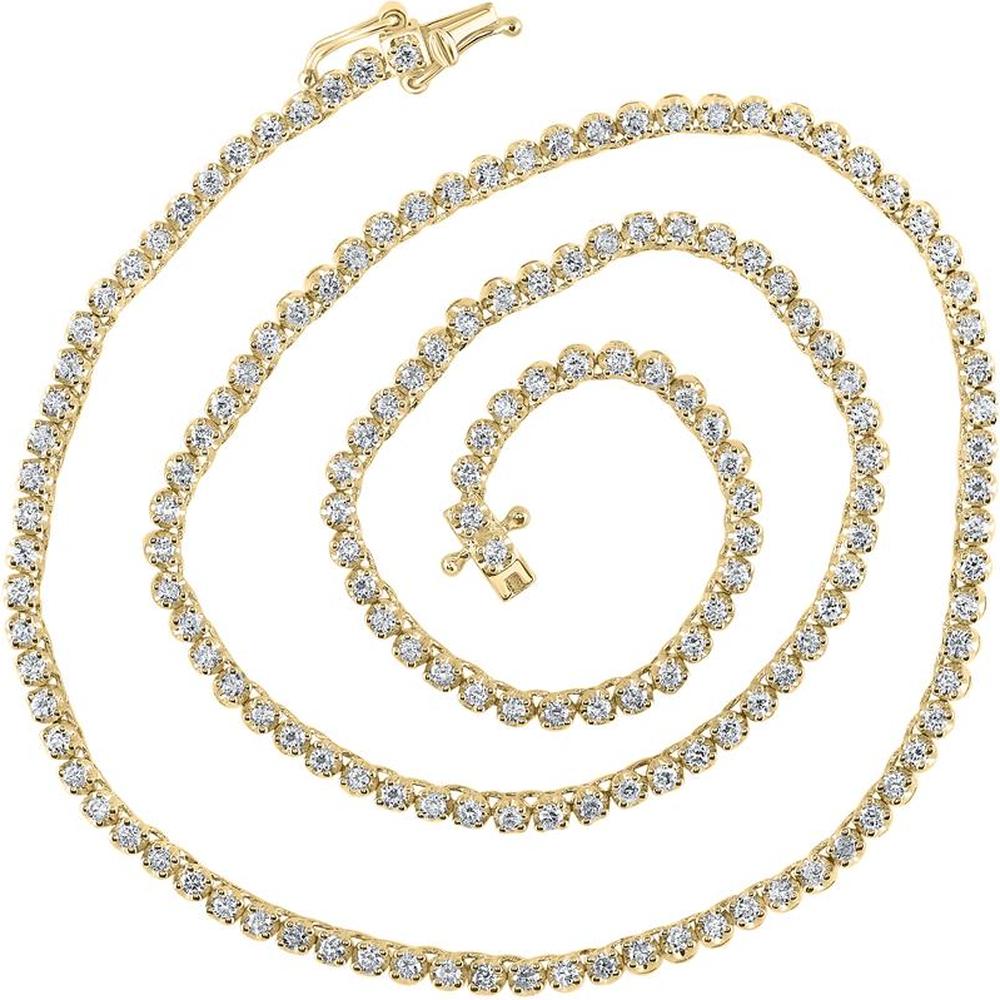 GND 14K Yellow Gold 16-Inch Tennis Necklace with Prong-Set Round Diamonds – 2.87 Carat Total Weight