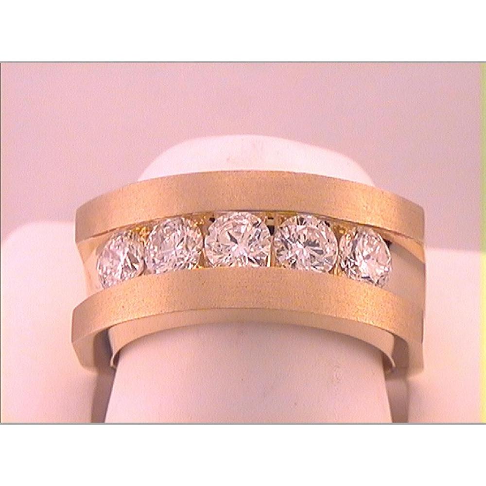 GND 14K Yellow Gold 2 Carat Total Weight Channel Set Round Diamond Men’s Band Ring
