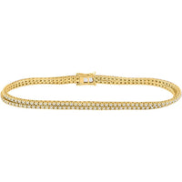 GND 14K Yellow Gold 2-Row Tennis Bracelet with Prong-Set Round Diamonds – 1.00 Carat Total Diamond Weight