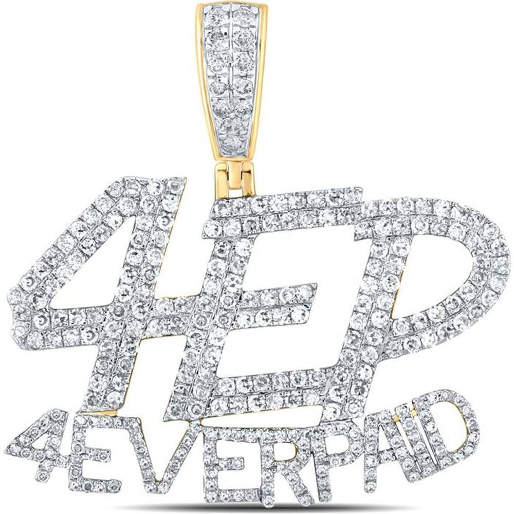 GND 14K Yellow Gold "4 Ever Paid" Charm Pendant with Prong-Set Round Diamonds – 1.75 Carat Total Diamond Weight