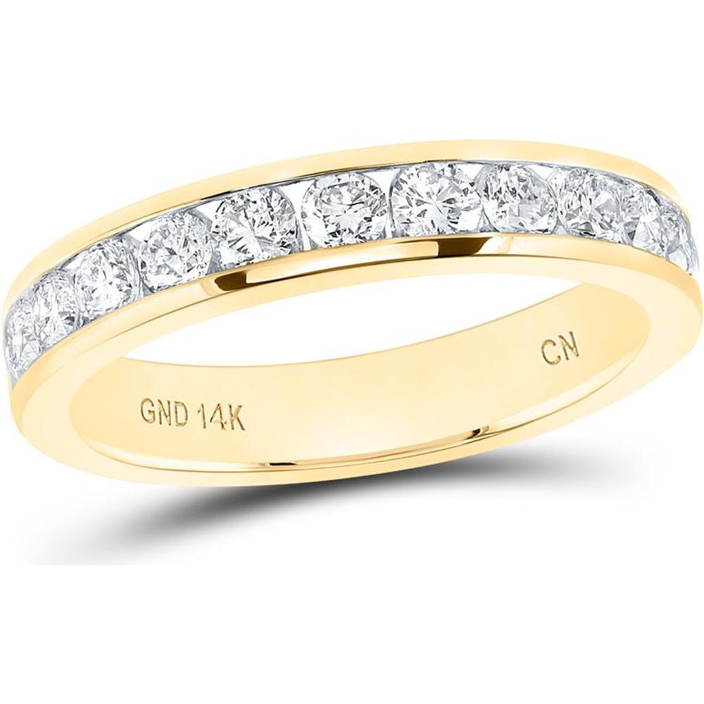 GND 14K Yellow Gold 4 mm Wedding Band with Channel-Set Round Diamonds - 0.75 Carat Total Diamond Weight