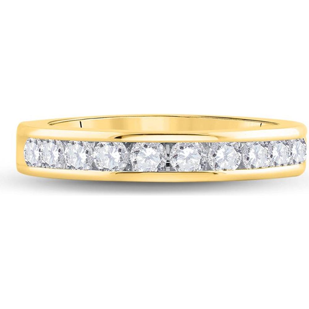 GND 14K Yellow Gold 4 mm Wedding Band with Channel-Set Round Diamonds - 0.75 Carat Total Diamond Weight