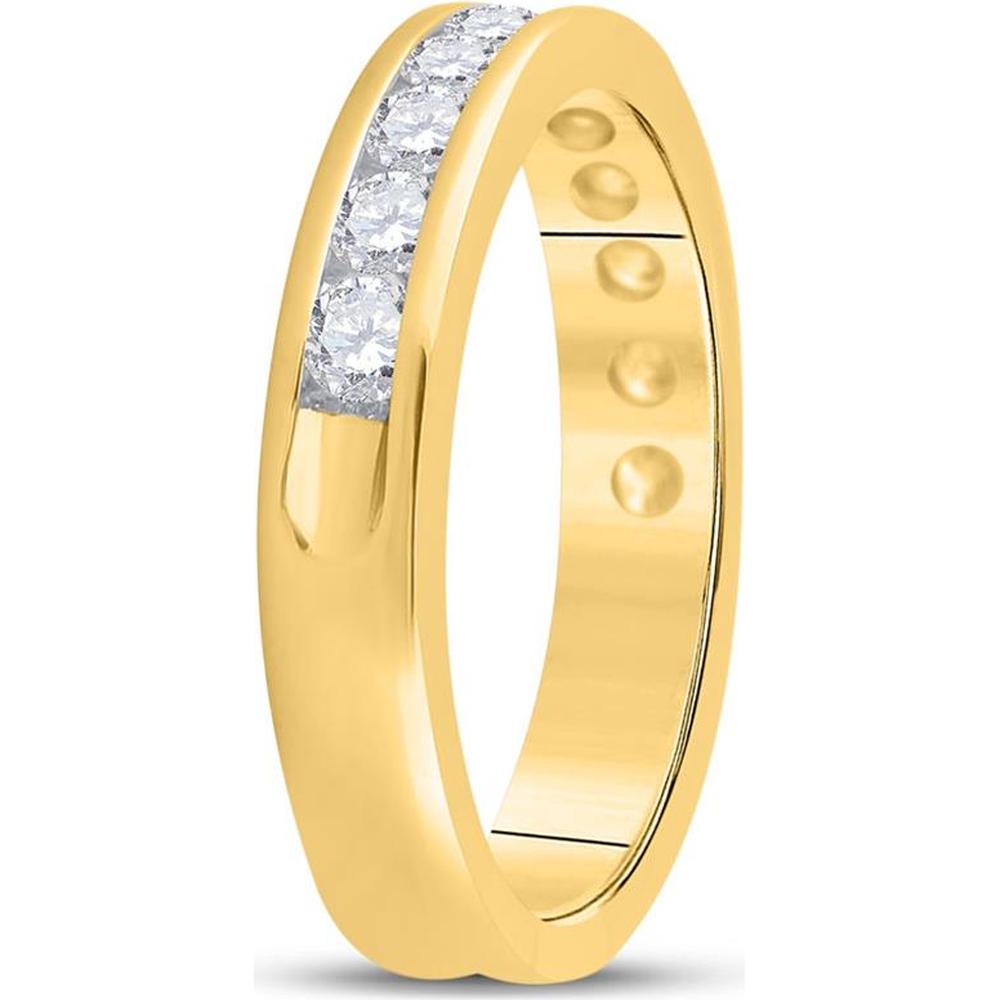 GND 14K Yellow Gold 4 mm Wedding Band with Channel-Set Round Diamonds - 0.75 Carat Total Diamond Weight