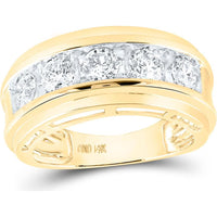 GND 14K Yellow Gold 5-Stone Wedding Band Ring with Prong-Set Round Diamonds - 2.00 Carat Total Diamond Weight