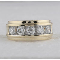 GND 14K Yellow Gold 5-Stone Wedding Band Ring with Prong-Set Round Diamonds - 2.00 Carat Total Diamond Weight