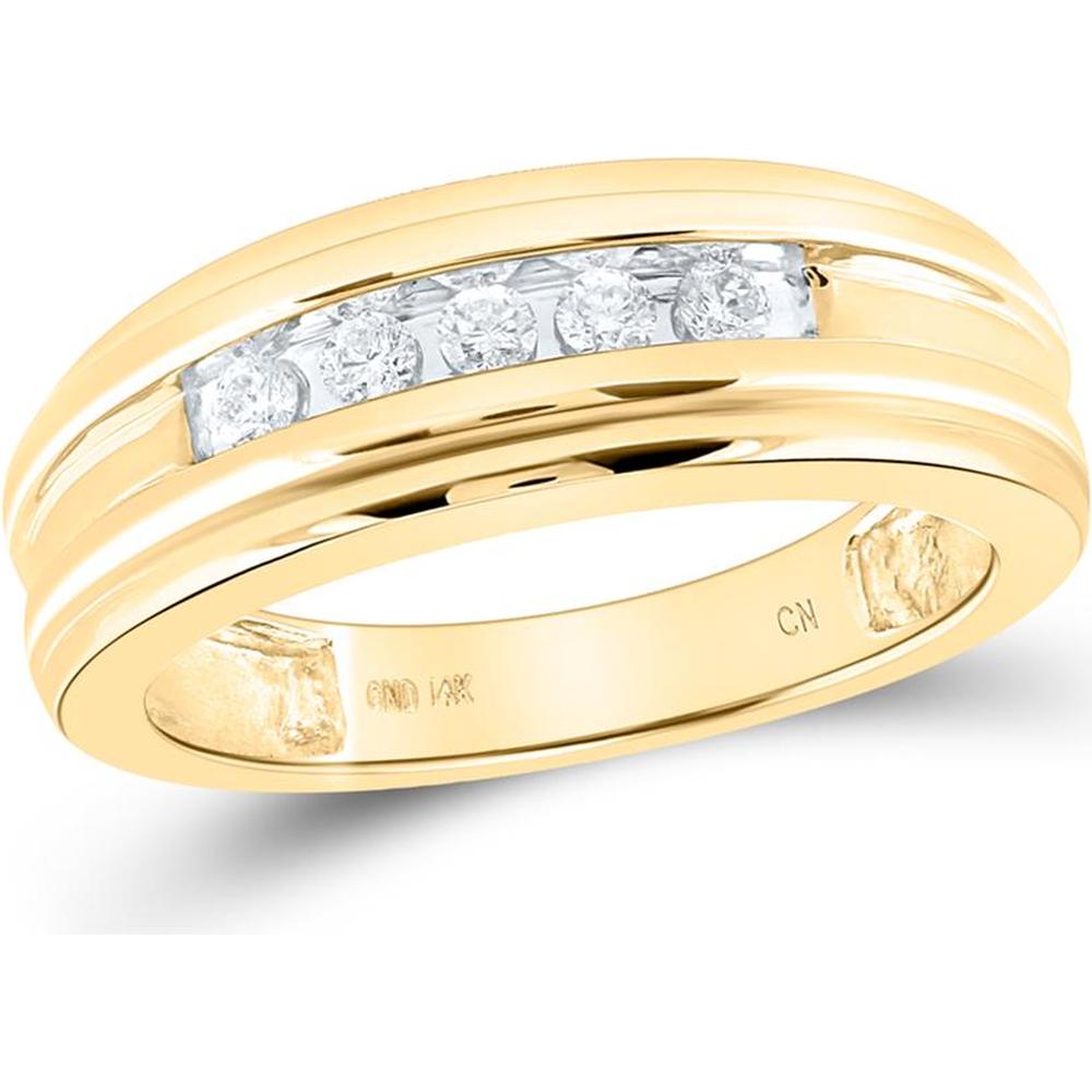 GND 14K Yellow Gold 7mm Wedding Band with Channel Set Round Diamonds - 1/4 Total Carat Weight