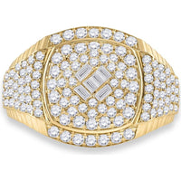 GND 14K Yellow Gold Baguette and Round Diamond Cluster Ring – 2.2 Carat Total Gemstone Weight