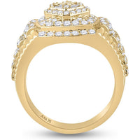 GND 14K Yellow Gold Baguette and Round Diamond Cluster Ring – 2.2 Carat Total Gemstone Weight