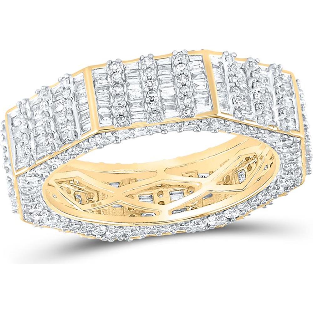 GND 14K Yellow Gold Band Ring with Prong and Channel Set Round and Baguette Diamonds - 2.62 Carat Total Diamond Weight