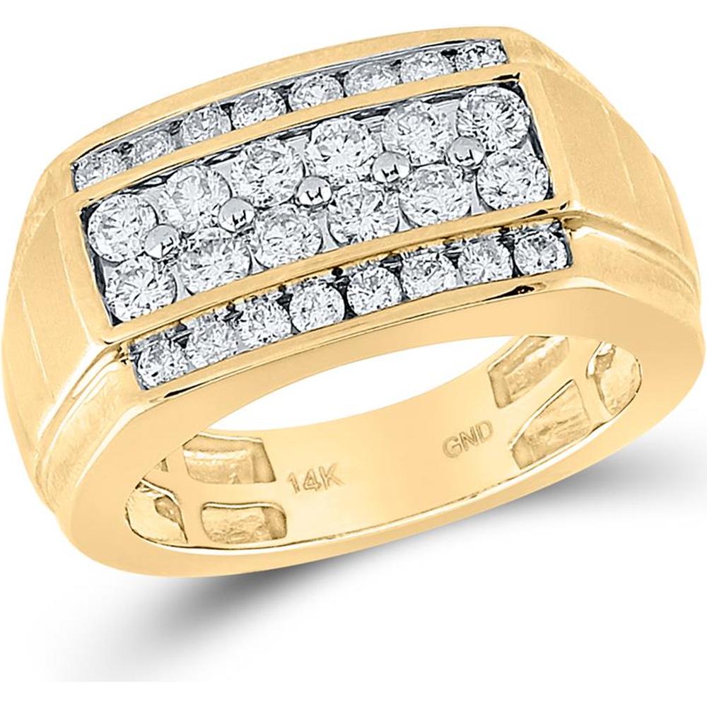 GND 14K Yellow Gold Band with Prong and Channel Set Round Diamonds – 1.5 Carat Total Diamond Weight