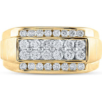 GND 14K Yellow Gold Band with Prong and Channel Set Round Diamonds – 1.5 Carat Total Diamond Weight