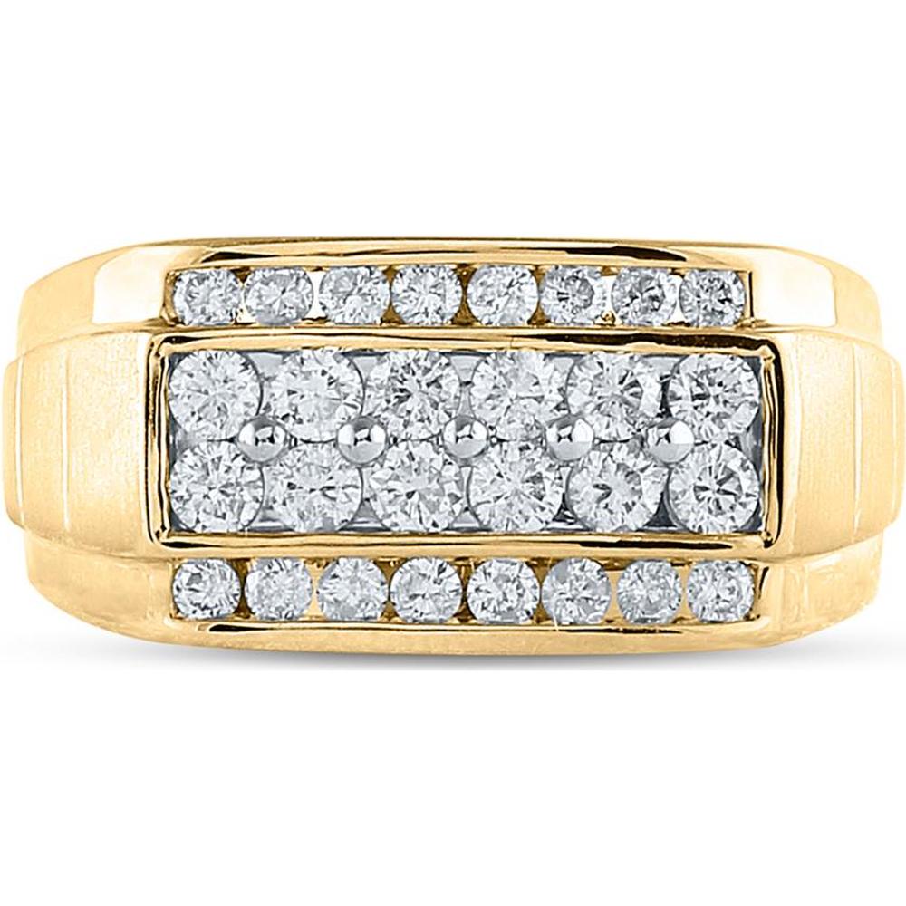 GND 14K Yellow Gold Band with Prong and Channel Set Round Diamonds – 1.5 Carat Total Diamond Weight