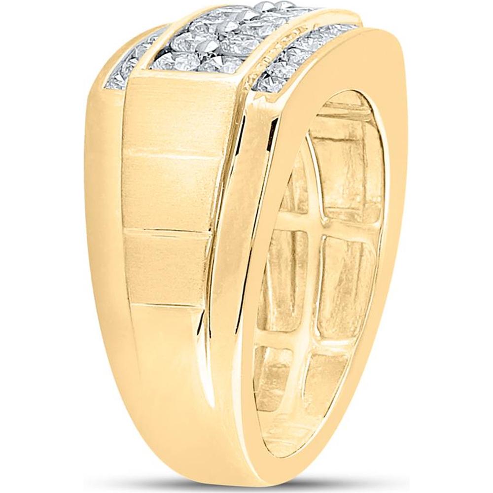 GND 14K Yellow Gold Band with Prong and Channel Set Round Diamonds – 1.5 Carat Total Diamond Weight