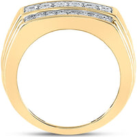 GND 14K Yellow Gold Band with Prong and Channel Set Round Diamonds – 1.5 Carat Total Diamond Weight
