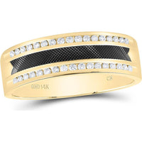 GND 14K Yellow Gold Black-Tone Wedding Band Ring with Round Diamonds - 1/4 Total Carat Weight