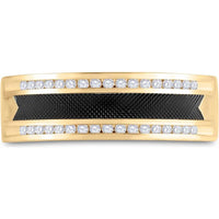 GND 14K Yellow Gold Black-Tone Wedding Band Ring with Round Diamonds - 1/4 Total Carat Weight