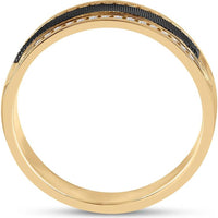 GND 14K Yellow Gold Black-Tone Wedding Band Ring with Round Diamonds - 1/4 Total Carat Weight