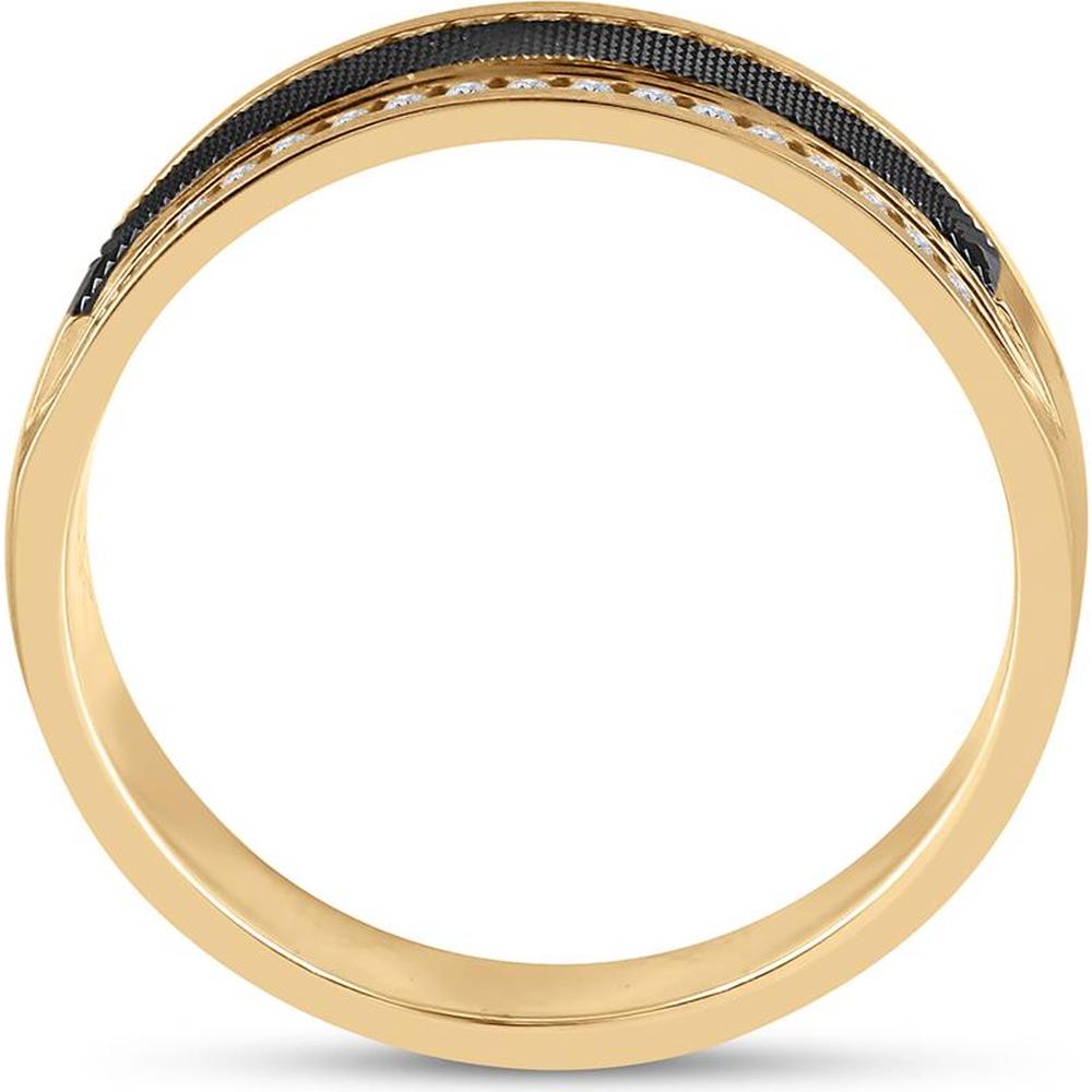 GND 14K Yellow Gold Black-Tone Wedding Band Ring with Round Diamonds - 1/4 Total Carat Weight