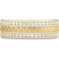 GND 14K Yellow Gold Braided Band Ring with Channel-Set Round Diamonds - 0.50 Carat Total Diamond Weight