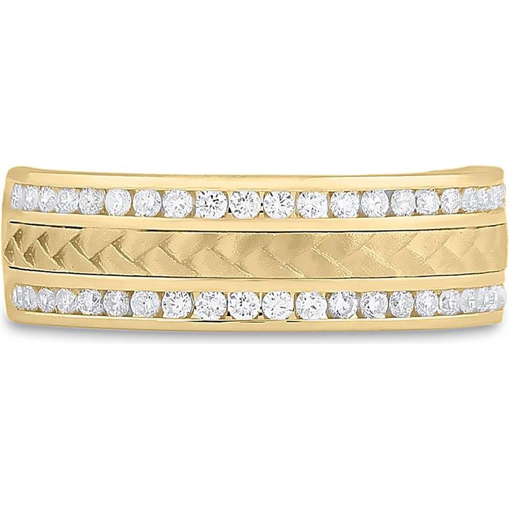 GND 14K Yellow Gold Braided Band Ring with Channel-Set Round Diamonds - 0.50 Carat Total Diamond Weight