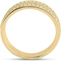 GND 14K Yellow Gold Braided Band Ring with Channel-Set Round Diamonds - 0.50 Carat Total Diamond Weight