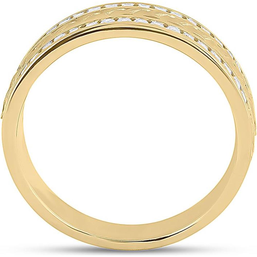 GND 14K Yellow Gold Braided Band Ring with Channel-Set Round Diamonds - 0.50 Carat Total Diamond Weight