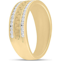 GND 14K Yellow Gold Braided Band Ring with Channel-Set Round Diamonds - 0.50 Carat Total Diamond Weight