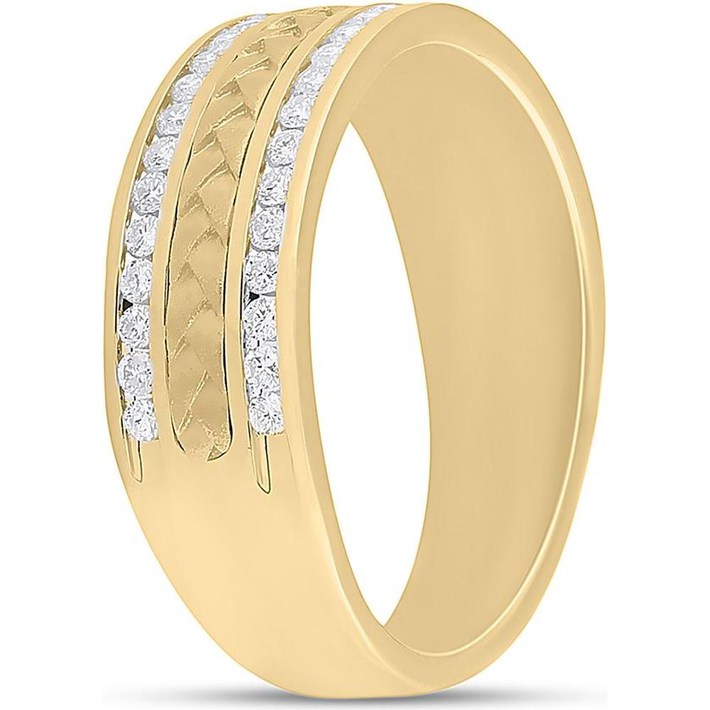 GND 14K Yellow Gold Braided Band Ring with Channel-Set Round Diamonds - 0.50 Carat Total Diamond Weight