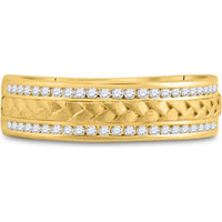 GND 14K Yellow Gold Braided Inlay Wedding Band Ring with Channel-Set Round Diamonds - 0.33 Carat Total Diamond Weight