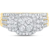 GND 14K Yellow Gold Bridal Ring Set with Prong-Set Round Diamond Cluster - 1.00 Carat Total Diamond Weight