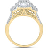 GND 14K Yellow Gold Bridal Ring Set with Prong-Set Round Diamond Cluster - 1.00 Carat Total Diamond Weight