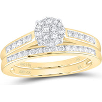 GND 14K Yellow Gold Bridal Wedding Ring Set with Prong and Channel-Set Round Diamonds - 1/2 Carat Total Diamond Weight