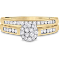 GND 14K Yellow Gold Bridal Wedding Ring Set with Prong and Channel-Set Round Diamonds - 1/2 Carat Total Diamond Weight