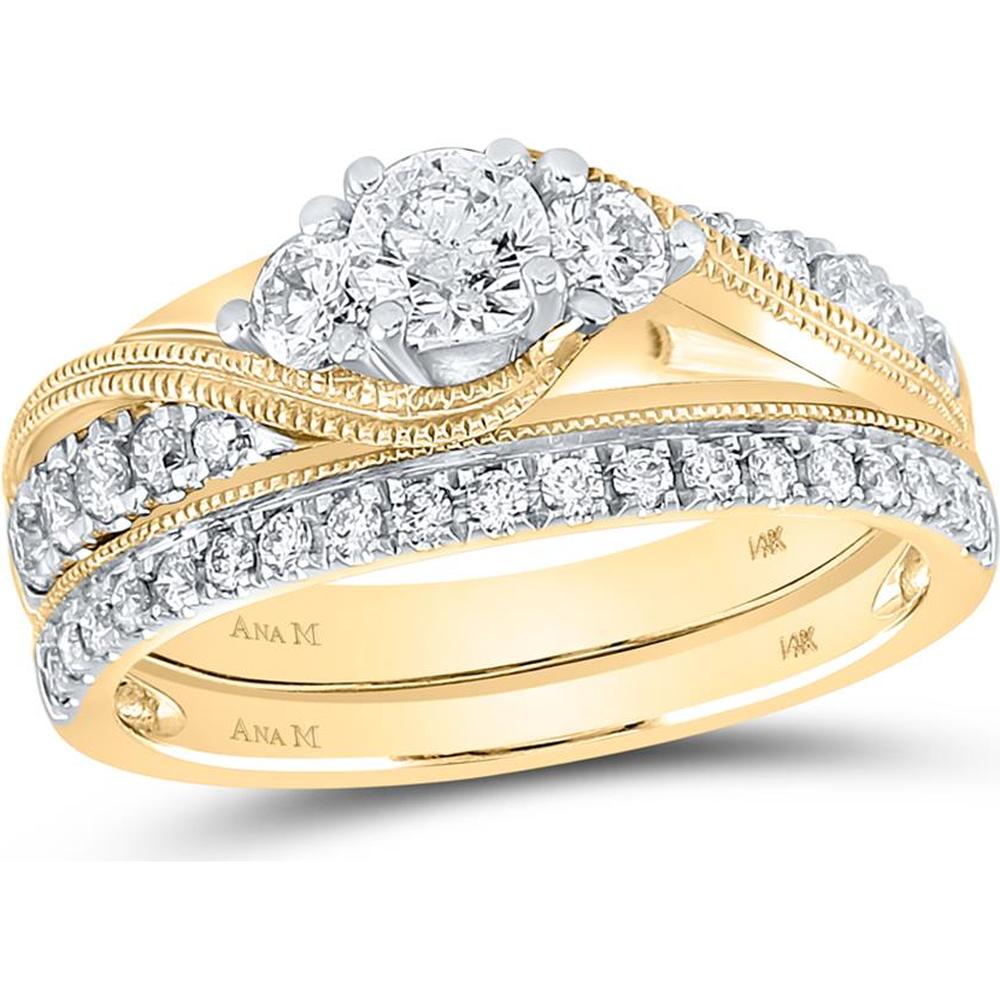 GND 14K Yellow Gold Bridal Wedding Ring Set with Round Diamonds - 7/8 Total Carat Weight
