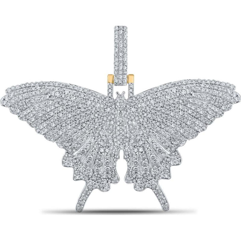 GND 14K Yellow Gold Butterfly Moth Pendant with Prong-Set Round Diamonds - 2.72 Carat Total Diamond Weight