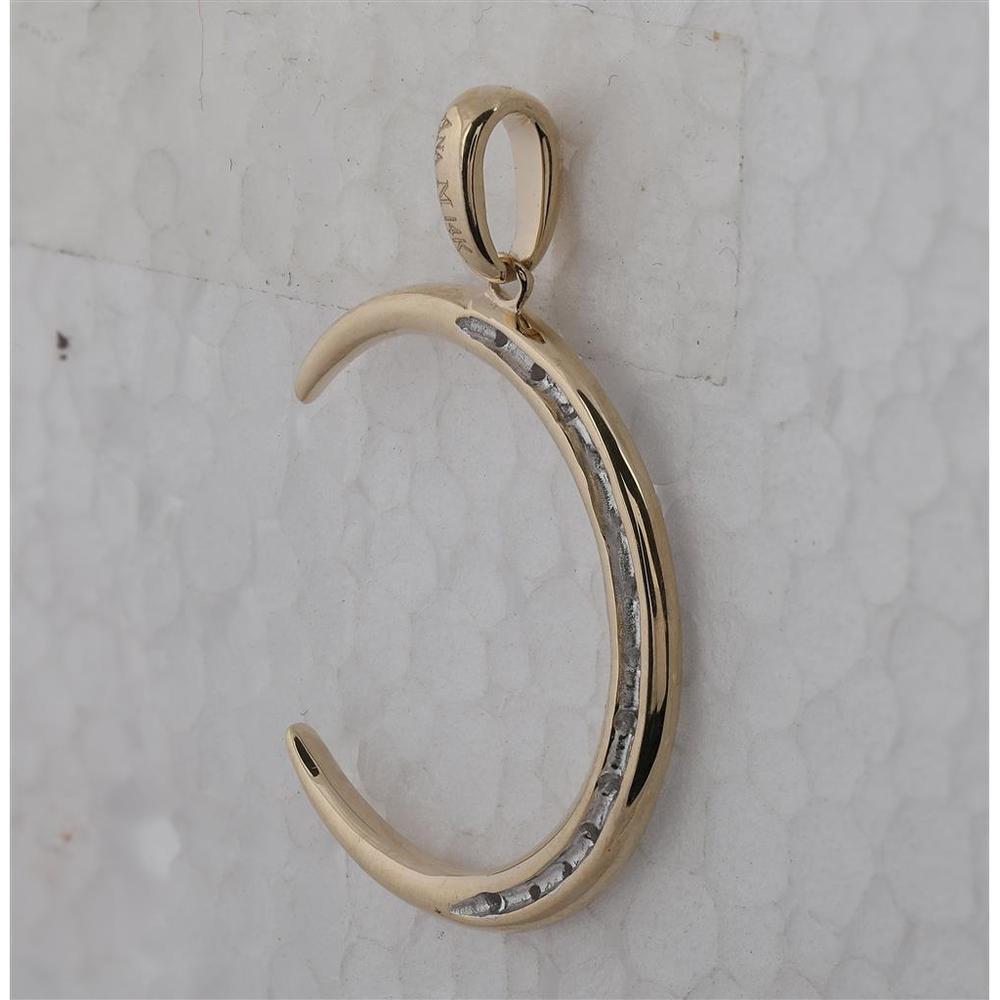 GND 14K Yellow Gold Crescent Moon Pendant with Pave-Set Round Diamonds - 1/6 Total Carat Weight