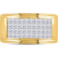GND 14K Yellow Gold Diamond Band Ring with Invisible-Set Princess Cut Diamonds - 3.04 Carat Total Diamond Weight