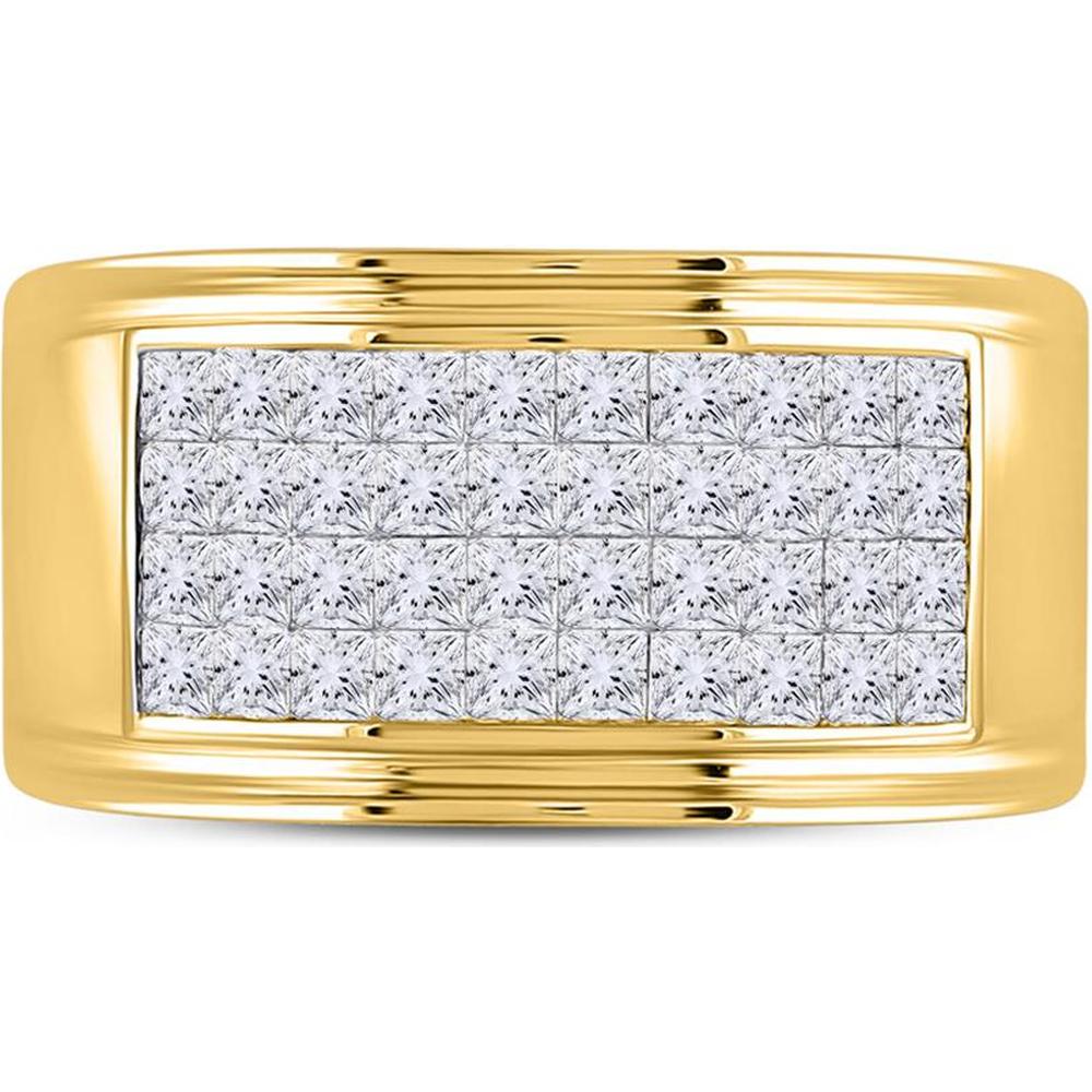 GND 14K Yellow Gold Diamond Band Ring with Invisible-Set Princess Cut Diamonds - 3.04 Carat Total Diamond Weight