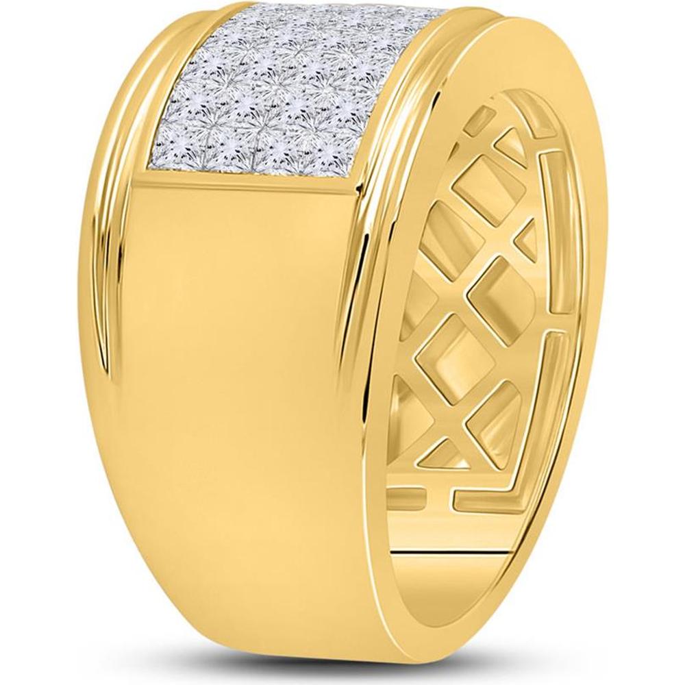 GND 14K Yellow Gold Diamond Band Ring with Invisible-Set Princess Cut Diamonds - 3.04 Carat Total Diamond Weight