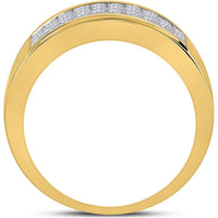 GND 14K Yellow Gold Diamond Band Ring with Invisible-Set Princess Cut Diamonds - 3.04 Carat Total Diamond Weight